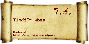 Timár Absa névjegykártya